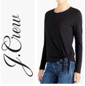 J Crew Mercantille Gray Tee Long Sleeve Tie Side knot Size Médium